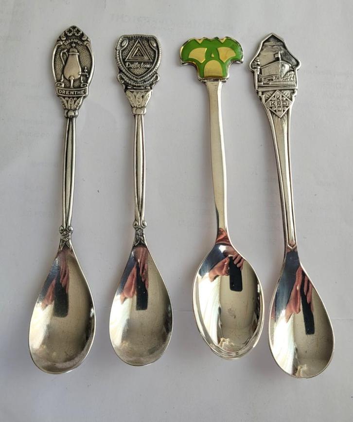 Souvenir lepeltjes Kraanpot Drenthe, Delta Touw & Groen-goud, Verzamelen, Porselein, Kristal en Bestek, Zo goed als nieuw, Bestek