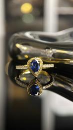 Ring in de vorm van een druppel met saffier, Nieuw, Blauw, 20 of groter, Met edelsteen