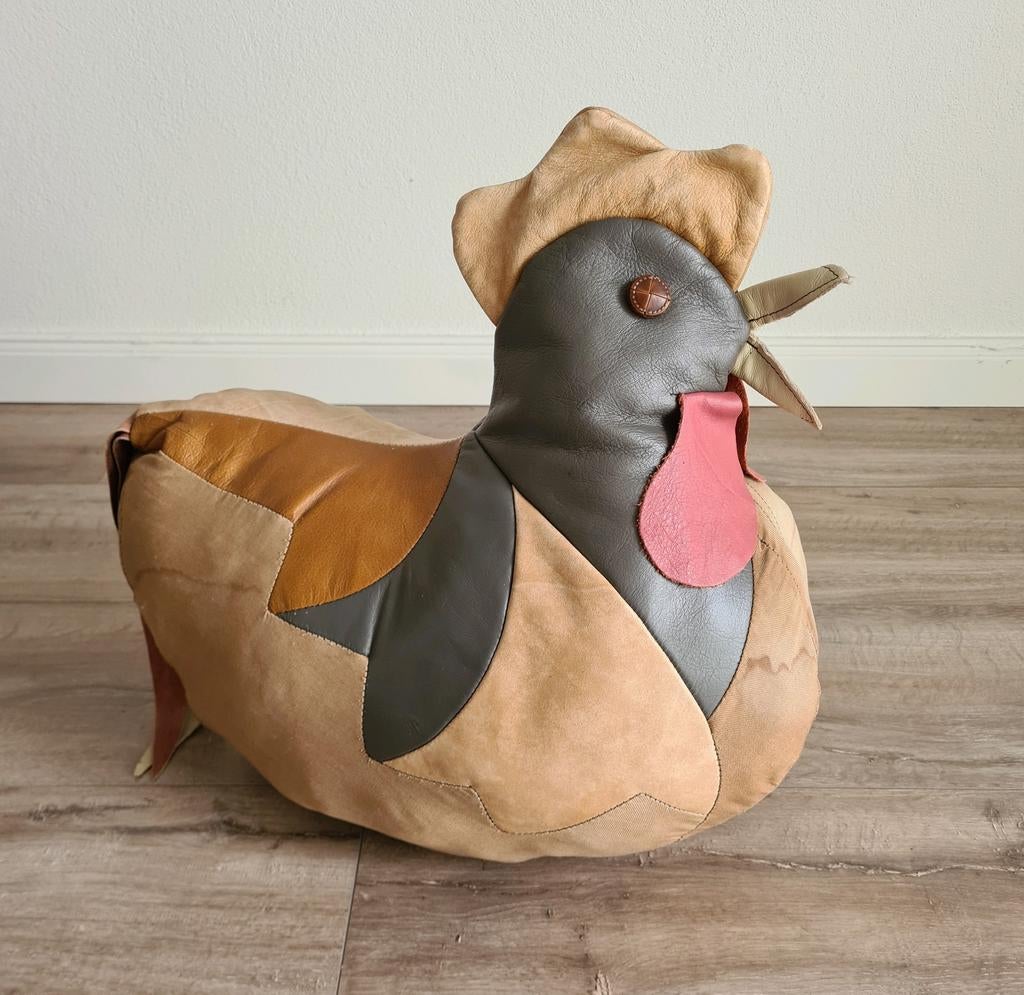 Dimitri omersa stijl haan kip leder poef dier retro vintage, Verzamelen, Retro, Ophalen of Verzenden, Huis en Inrichting