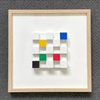 Schilderij van blokken uit oude blokkendoos - recycling!, Minder dan 50 cm, Oorspronkelijke maker, Nieuw, Ophalen of Verzenden