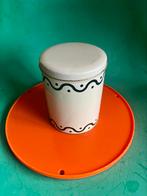 Vintage blik beige zwart dots en squiggle HEMA, Verzamelen, Blikken, Ophalen of Verzenden, Zo goed als nieuw, Overige