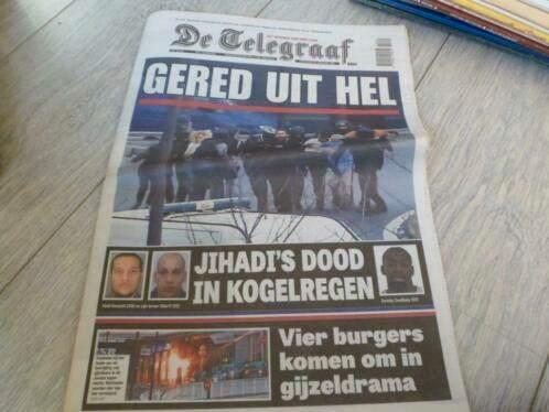 3 x De Telegraaf januari 2015, aanslagen Frankrijk, Verzamelen, Tijdschriften, Kranten en Knipsels, Krant, 1980 tot heden, Ophalen of Verzenden