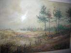 Ton Pape aquarel schilderij bos duinen 40x50cm L1, Antiek en Kunst, Kunst | Schilderijen | Klassiek, Ophalen of Verzenden