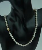 Parel vintage dames ketting fraai 14k gouden slot bicolor