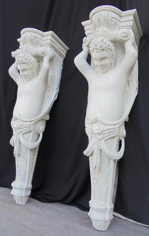 Set hele grote oude houten consoles beelden 145 cm hoog, Antiek en Kunst, Antiek | Overige Antiek, Ophalen of Verzenden