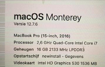 MacBook Pro 15" 2016 - 16GB RAM, 512GB SSD beschikbaar voor biedingen