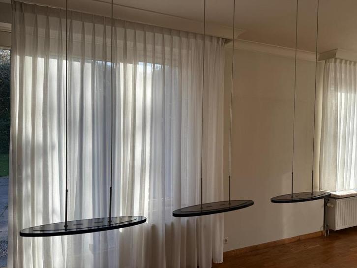 Mooie slanke eettafellamp, Huis en Inrichting, Lampen | Hanglampen, Zo goed als nieuw, 75 cm of meer, Glas, Metaal, Ophalen