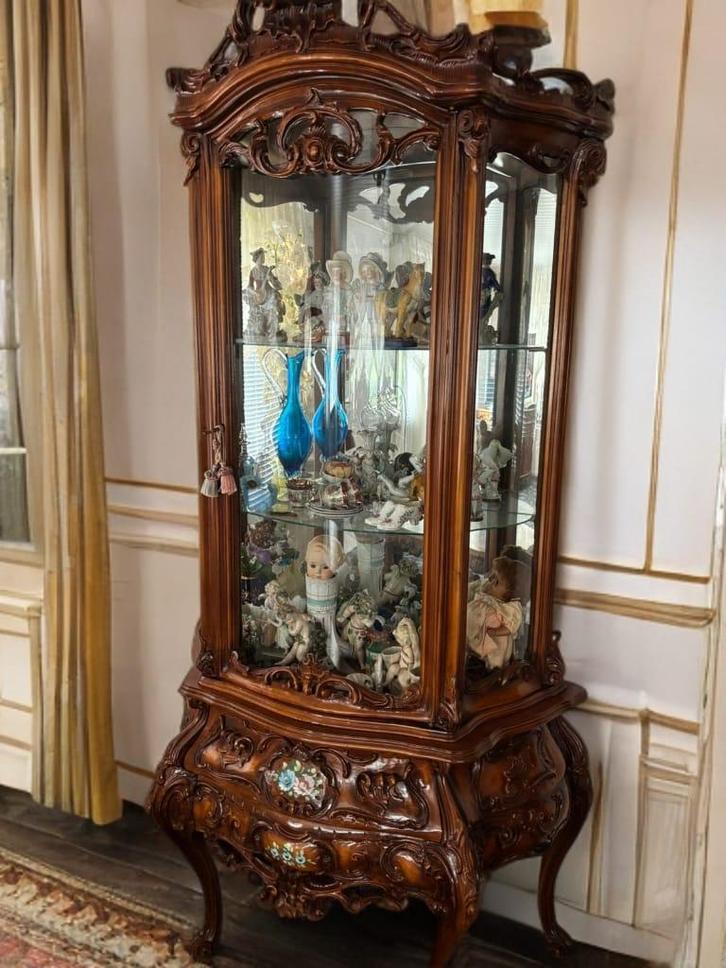 Prachtige Barok Vitrinekast, Huis en Inrichting, Kasten | Vitrinekasten, Gebruikt, 150 tot 200 cm, 50 tot 100 cm, 25 tot 50 cm