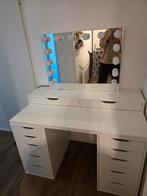 Bright Beauty Make-up Tafel met Spiegel - Zo Goed Als Nieuw, Huis en Inrichting, 100 tot 150 cm, 100 tot 150 cm, Ophalen of Verzenden