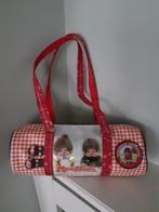 Vintage Monchhichi cilindertas/kinder tasje rood ruitjes jar, Ophalen of Verzenden, Gebruikt