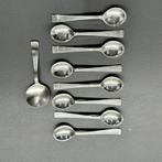 Set verzilverde DE lepeltjes type Empire 8 st. + suikerschep, Antiek en Kunst, Antiek | Bestek, Ophalen
