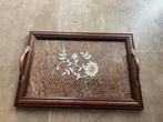 Vintage Houten Dienblad met Edelweis motief, Ophalen of Verzenden, Zo goed als nieuw, Rechthoekig, Hout