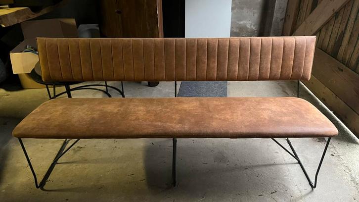 Eetkamerbank 180cm cognac, Huis en Inrichting, Banken | Bankstellen, Zo goed als nieuw, Rechte bank, Driepersoons, 150 tot 200 cm