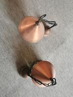 2 Bronzen Lampjes met Geel Glas, Ophalen