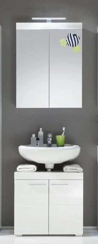 Wastafel onderkast en spiegelkast badkamer wit