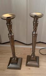 Zilverkleurige kandelaars 2x.  H40cm, Huis en Inrichting, Woonaccessoires | Kandelaars en Kaarsen, Ophalen, Overige kleuren, 25 tot 50 cm