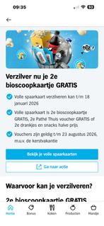 AH 2e bioscoop kaartje gratis, Tickets en Kaartjes, Twee personen, Vrijkaartje alle films