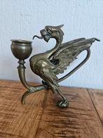 Bronzen griffioen draak kandelaar, Ophalen of Verzenden