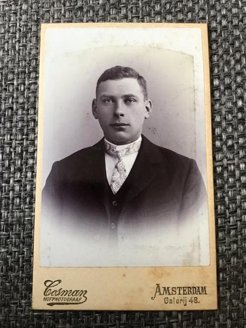 CDV, Jongeman, Max Cosman, Amsterdam, Carte de Visite, Verzamelen, Foto's en Prenten, Gebruikt, Foto, Voor 1940, Ophalen of Verzenden