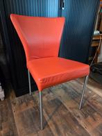 Oranje leren stoelen set van 4, Huis en Inrichting, Stoelen, Ophalen, Gebruikt, Overige kleuren, Metaal