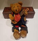 Oude gitaar spelende bewegende teddybeer my way, Overige merken, Gebruikt, Stoffen beer, Ophalen of Verzenden