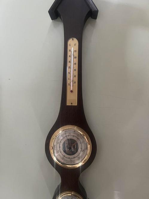 Vintage barometer thermometer & hygrometer – hout & messing, Audio, Tv en Foto, Weerstations en Barometers, Zo goed als nieuw