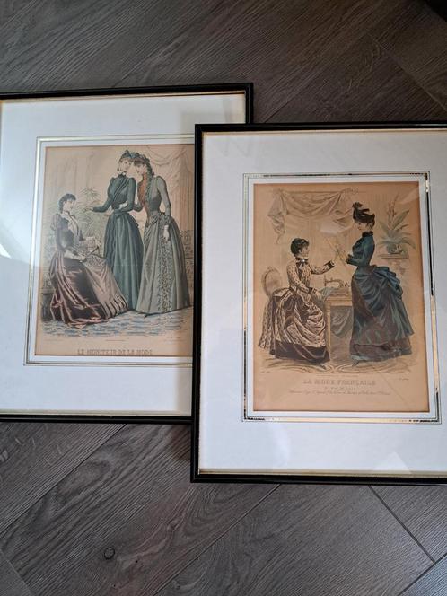 Modeplaten in lijst, Antiek en Kunst, Kunst | Tekeningen en Foto's, Ophalen of Verzenden