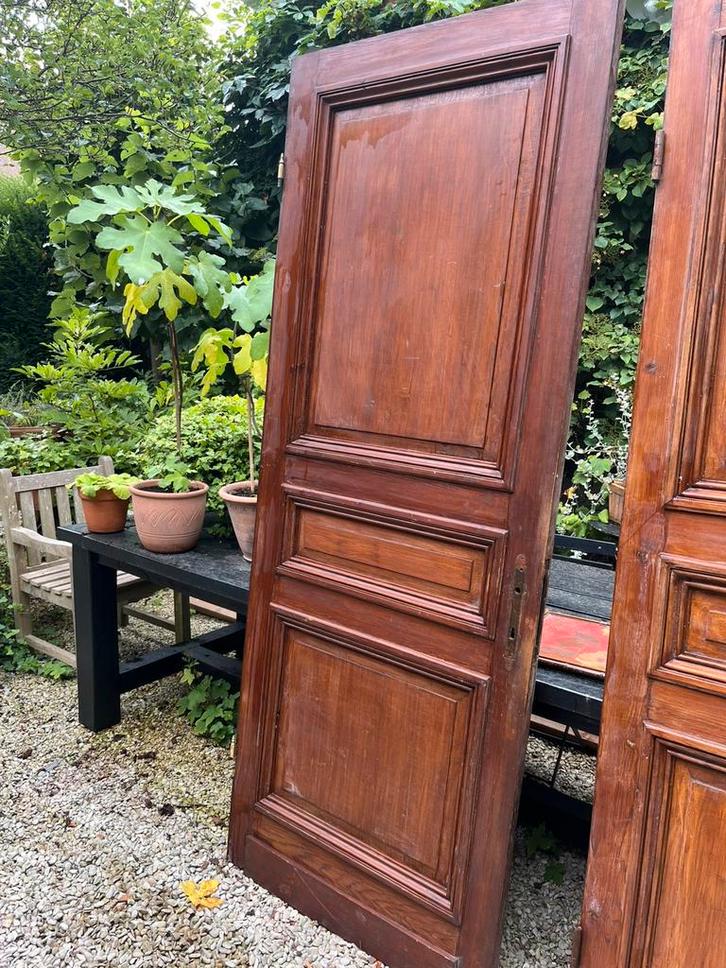 ANTIEKE PANEELDEUR BINNENDEUR MASSIEF  HOUT HERENHUIS, Doe-het-zelf en Verbouw, Deuren en Horren, Gebruikt, Binnendeur, 215 cm of meer