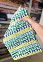 Stof lace mesh geel groen blauw see through, Overige materialen, Blauw, 120 cm of meer, Nieuw