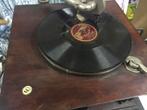 Antieke slinger Grammofoon jaren 30 met platen, Antiek en Kunst, Antiek | Tv's en Audio, Ophalen of Verzenden