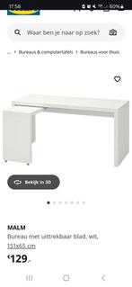 Malm bureau ikea met uitschuifbaar stuk, Ophalen, Zo goed als nieuw