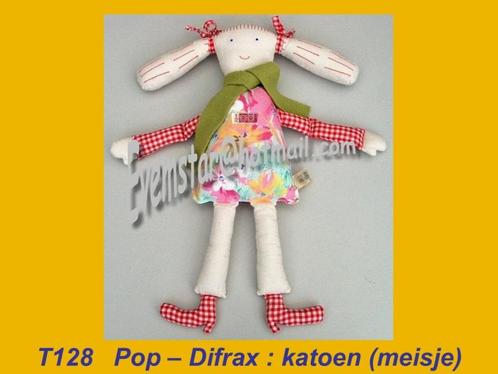 T128 Pop - Difrax : katoenen pop / meisje ( 44cm ), Kinderen en Baby's, Speelgoed | Knuffels en Pluche, Zo goed als nieuw, Overige typen