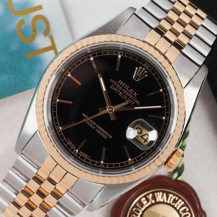 Rolex Datejust 36 (16233) Full Set, Sieraden, Tassen en Uiterlijk, Horloges | Heren, Zo goed als nieuw, Polshorloge, Rolex, Goud
