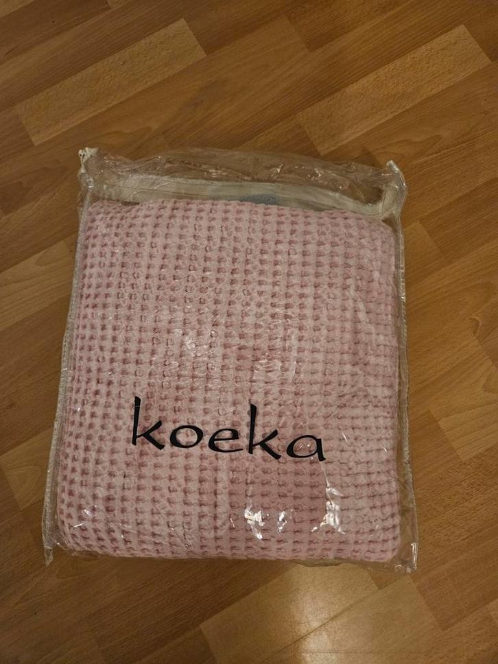 Koeka Wafelkleed 100x105 Roze/Grijs, Kinderen en Baby's, Dekens, Slaapzakjes en Inbakerproducten, Gebruikt, Deken, 100 cm of meer