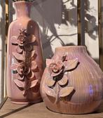 Zeer mooie set vazen roze, Overige kleuren, Ophalen of Verzenden, Minder dan 50 cm, Glas