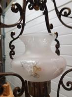 hanglamp retro messing met natuursteen, Huis en Inrichting, Lampen | Hanglampen, Ophalen of Verzenden, 'T Olde Gre-j, Info@toldegrej.nl