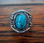 Navajo ring sterling silver met turquoise steen, Ophalen of Verzenden, Zo goed als nieuw, Dame, Zilver