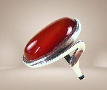 Zeldzame 835 zilver HERMANN MURLE modernist carneool ring! beschikbaar voor biedingen