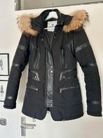Dames jas parka leer, bont maat 36/38, Ophalen, Zo goed als nieuw, Maat 36 (S), Zwart