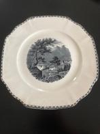 Antiek bord landschap maestricht. Societé ceramique. Zwart, Ophalen