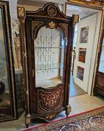 Barok vitrine kast met zuillen marqueterie brons, Ophalen of Verzenden