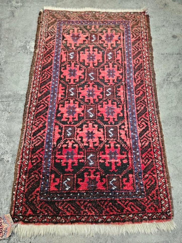 Handgeknoopt Perzisch wol mini Afghan tapijt 47x77cm, Huis en Inrichting, Stoffering | Tapijten en Kleden, Gebruikt, Minder dan 50 cm
