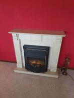 Marmerlook schouw met haard, Ophalen, Zo goed als nieuw, Vrijstaande haard, Elektrische haard