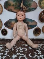 Oude franse stoffen papier mache popje D43, Antiek en Kunst, Ophalen of Verzenden