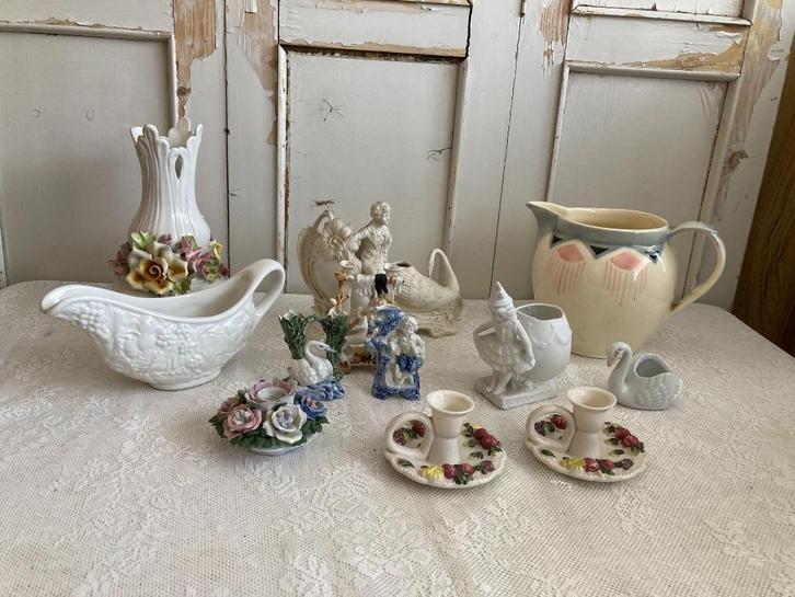 Brocante vaas - melkkan - beeldjes - kandelaartjes, Antiek en Kunst, Curiosa en Brocante, Ophalen of Verzenden