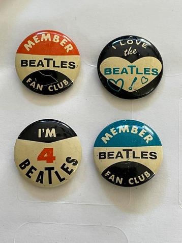 4 Fanclub Member buttons Beatles jaren 60 