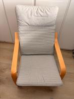 2x IKEA POANG fauteuil met houten frame - grijs kussen, Huis en Inrichting, Stoelen, Ophalen, Zo goed als nieuw, Hout, Eén
