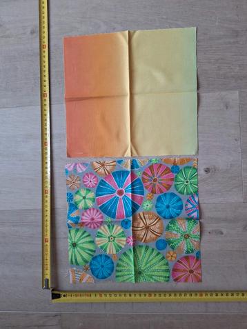 Katoenen Stoffen - Geel/Oranje & Zee-egel Print beschikbaar voor biedingen