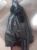 Zwarte Leren Winterjas met Bont, Kleding | Heren, Jassen | Winter, Real leather, Zwart, Overige maten, Ophalen of Verzenden