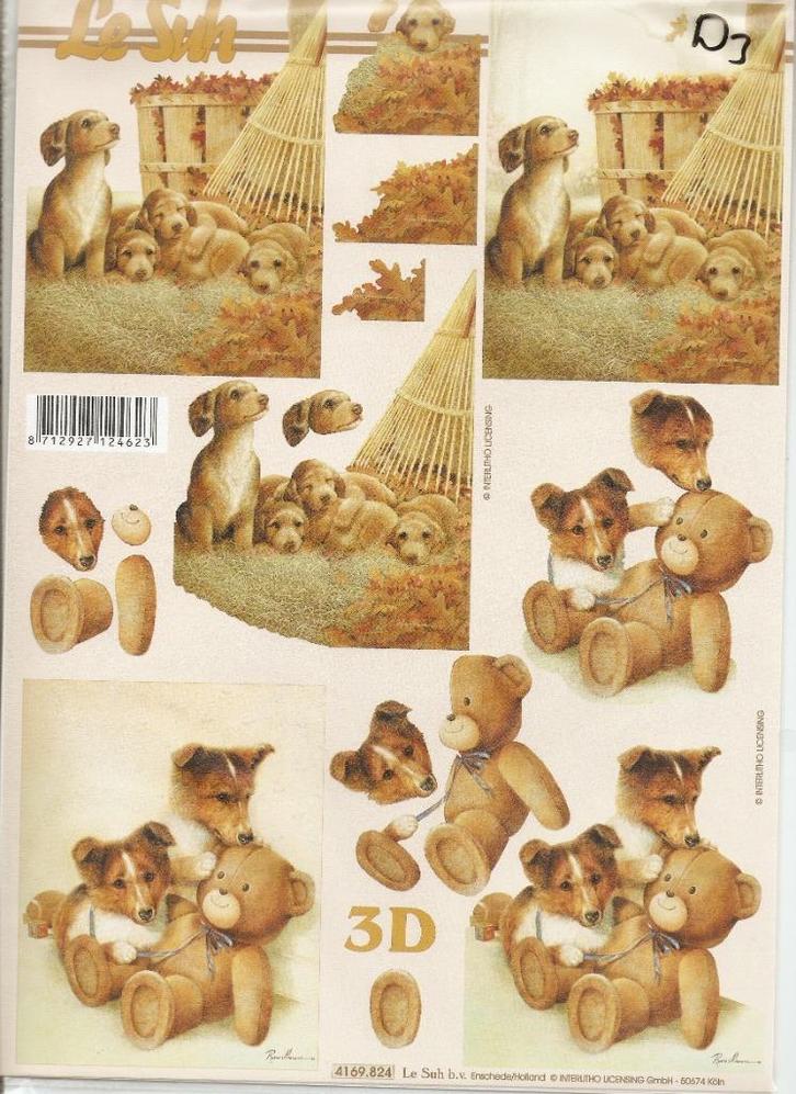 d3 knipvel le suh 4169.824 honden, Hobby en Vrije tijd, Kaarten | Zelf maken, Nieuw, Knipvel, Dieren, Ophalen of Verzenden